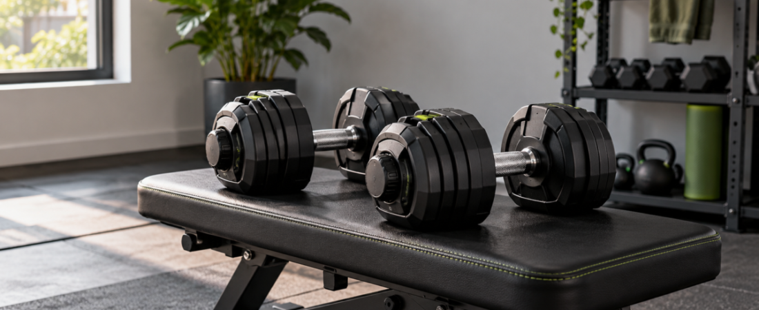 Halteres ajustáveis: vantagens para treinar em espaços pequenos - teste 1 Halteres ajustáveis: vantagens para treinar em espaços pequenos – teste